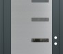 Modern Steel Front Door Diamond C8 36" x 96" anthracite/anthracite mirrored Glass Panel stainless steel LHI with Transom clear Glass