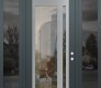 Modern Steel Front Door Diamond C15 60" x 96" anthracite/anthracite clear Glass Panel stainless steel LHI with 2 Sidelites and Transom mirrored Glass