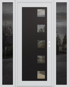 Diamond C5 68" x 80" white/white clear Glass Panel black LHI with 2 Sidelites mirrored Glass