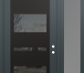 Modern Steel Front Door Diamond C10 52" x 96" anthracite/anthracite mirrored Glass Panel black LHI with Sidelite and Transom frosted Glass