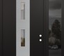 Modern Steel Front Door DIAMOND A7 48" X 96" BLACK/BLACK CLEAR GLASS PANEL STAINLESS STEEL LHI WITH SIDELITE AND TRANSOM MIRRORED GLASS
