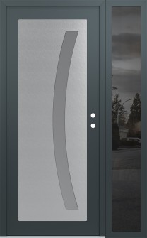 Diamond C4 50" x 80" anthracite/anthracite frosted Glass Panel stainless steel LHI with Sidelite mirrored Glass