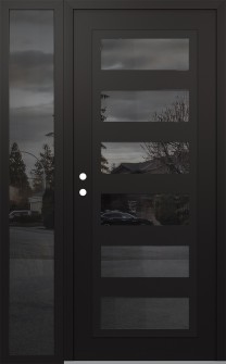 Diamond C9 52" x 80" black/black mirrored Glass Panel black RHI with Sidelite mirrored Glass