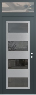 Diamond C2 36" x 96" anthracite/anthracite mirrored Glass Panel stainless steel LHI with Transom clear Glass