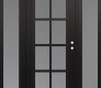 Modern Steel Front Door Diamond C16 60" x 80" black/white frosted Glass Panel black LHI with 2 Sidelites frosted Glass