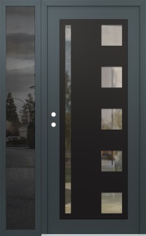 Diamond C3 52" x 80" anthracite/anthracite clear Glass Panel black RHI with Sidelite mirrored Glass