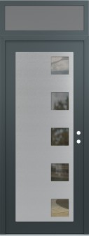 Diamond C5 36" x 96" anthracite/anthracite clear Glass Panel stainless steel LHI with Transom frosted Glass