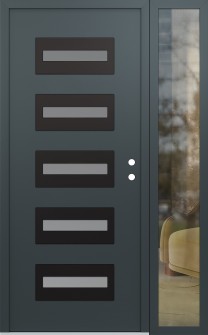 Diamond D4 48" x 80" anthracite/anthracite frosted Glass Panel black LHI with Sidelite clear Glass