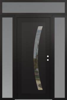 Diamond C4 68" x 96" black/black clear Glass Panel black LHI with 2 Sidelites and Transom frosted Glass