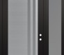 Modern Steel Front Door Diamond C6 50" x 96" black/white frosted Glass Panel stainless steel LHI with Sidelite and Transom frosted Glass