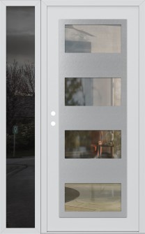 Diamond C2 52" x 80" white/white clear Glass Panel stainless steel RHI with Sidelite mirrored Glass