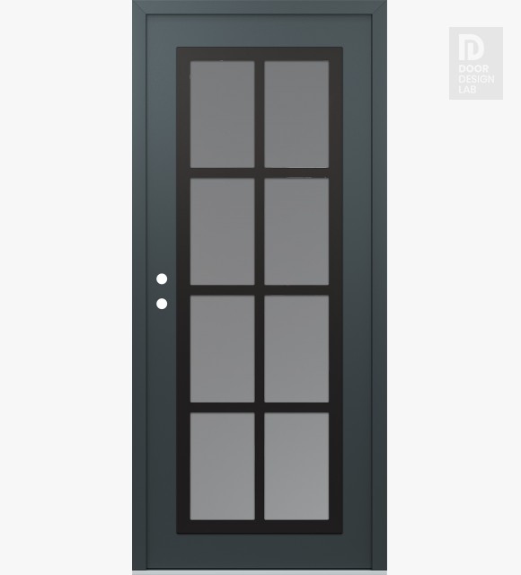 Modern Steel Front Door Diamond C16 36" x 80" anthracite/anthracite frosted Glass Panel black RHI