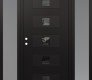 Modern Steel Front Door Diamond D8 68" x 80" black/black mirrored Glass Panel black RHI with 2 Sidelites frosted Glass