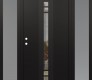 Modern Steel Front Door DIAMOND A4 68" X 80" BLACK/BLACK CLEAR GLASS PANEL BLACK RHI WITH 2 SIDELITES FROSTED GLASS