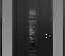 Modern Steel Front Door DIAMOND A10 64" X 96" BLACK/BLACK MIRRORED GLASS PANEL BLACK LHI WITH 2 SIDELITES AND TRANSOM FROSTED GLASS