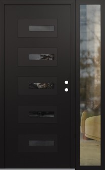 Diamond D6 50" x 80" black/black mirrored Glass Panel black LHI with Sidelite clear Glass