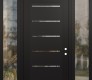 Modern Steel Front Door Diamond C11 60" x 96" black/black clear Glass Panel black LHI with 2 Sidelites and Transom clear Glass
