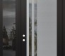 Modern Steel Front Door Diamond C6 50" x 96" black/black clear Glass Panel stainless steel RHI with Sidelite and Transom mirrored Glass