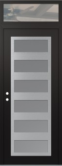 Diamond C9 36" x 96" black/white frosted Glass Panel stainless steel RHI with Transom clear Glass
