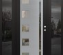 Modern Steel Front Door Diamond C3 60" x 80" black/black clear Glass Panel stainless steel LHI with 2 Sidelites mirrored Glass
