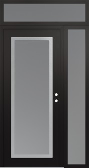 Diamond C1 50" x 96" black/white frosted Glass Panel stainless steel LHI with Sidelite and Transom frosted Glass