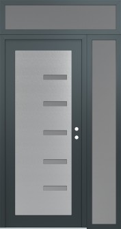 Diamond C8 48" x 96" anthracite/anthracite frosted Glass Panel stainless steel LHI with Sidelite and Transom frosted Glass