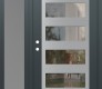 Modern Steel Front Door Diamond C9 52" x 80" anthracite/anthracite clear Glass Panel stainless steel RHI with Sidelite frosted Glass
