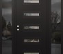 Modern Steel Front Door Diamond D4 68" x 80" black/black clear Glass Panel black RHI with 2 Sidelites mirrored Glass