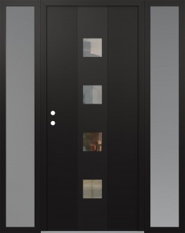 DIAMOND A12 60" X 80" BLACK/BLACK CLEAR GLASS PANEL BLACK RHI WITH 2 SIDELITES FROSTED GLASS