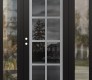 Modern Steel Front Door Diamond C16 60" x 80" black/black mirrored Glass Panel stainless steel RHI with 2 Sidelites clear Glass