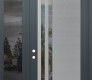 Modern Steel Front Door Diamond C6 52" x 96" anthracite/anthracite clear Glass Panel stainless steel RHI with Sidelite and Transom mirrored Glass
