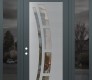 Modern Steel Front Door Diamond C12 60" x 96" anthracite/anthracite clear Glass Panel stainless steel RHI with 2 Sidelites and Transom mirrored Glass