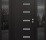 Modern Steel Front Door Diamond C8 60" x 80" black/white frosted Glass Panel black LHI with 2 Sidelites mirrored Glass