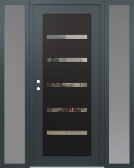 Diamond C7 60" x 80" anthracite/anthracite clear Glass Panel black RHI with 2 Sidelites frosted Glass