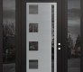 Modern Steel Front Door Diamond C3 60" x 96" black/black mirrored Glass Panel stainless steel LHI with 2 Sidelites and Transom mirrored Glass