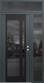 Diamond C15 52" x 96" anthracite/anthracite mirrored Glass Panel black LHI with Sidelite and Transom mirrored Glass