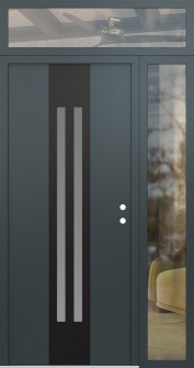 DIAMOND A8 48" X 96" ANTHRACITE/ANTHRACITE FROSTED GLASS PANEL BLACK LHI WITH SIDELITE AND TRANSOM CLEAR GLASS