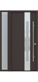 MODERN FRONT STEEL DOOR ZEPHYR BROWN/WHITE 49 1/4" X 81 11/16" LHI + SIDELITE LEFT