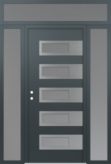 Diamond D3 60" x 96" anthracite/anthracite frosted Glass Panel stainless steel RHI with 2 Sidelites and Transom frosted Glass