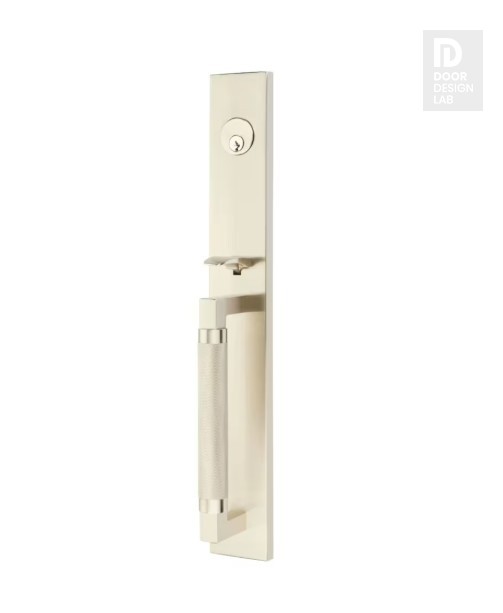 EMTEK HERCULES KNURLED FULL LENGTH DOUBLE CYLINDER KEYD 4229 SATIN NICKEL US15 for Steel Front Doors