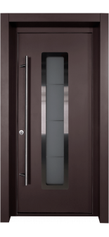 MODERN FRONT STEEL DOOR ARGOS BROWN/WHITE 37 7/16" X 81 11/16" RHI + HARDWARE