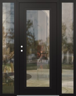 Diamond C1 60" x 80" black/black clear Glass Panel black RHI with 2 Sidelites clear Glass