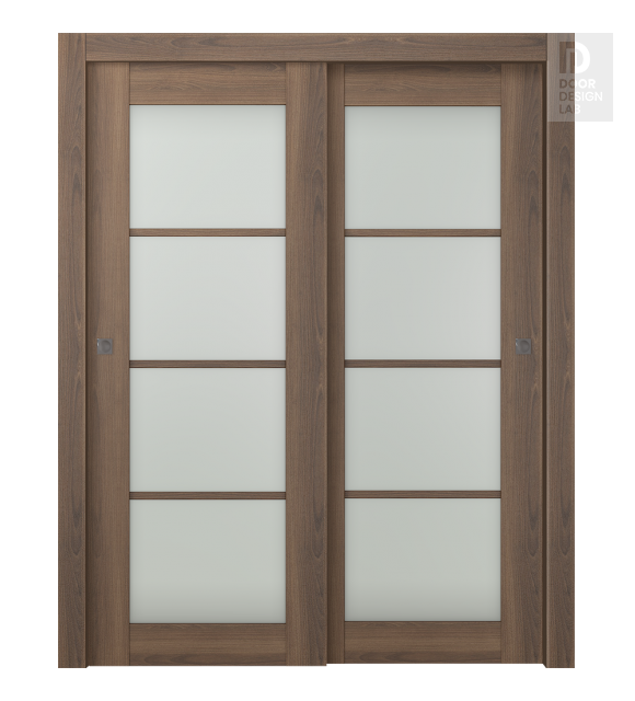 Avon 4 Lite Vetro Pecan Nutwood Bypass doors