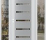 Modern Steel Front Door Diamond C7 64" x 80" white/white clear Glass Panel stainless steel RHI with 2 Sidelites clear Glass