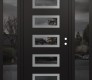 Modern Steel Front Door Diamond D1 68" x 80" black/black mirrored Glass Panel stainless steel LHI with 2 Sidelites mirrored Glass