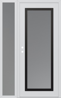 Diamond C1 50" x 80" white/white frosted Glass Panel black RHI with Sidelite frosted Glass