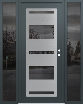 Diamond C10 64" x 80" anthracite/anthracite mirrored Glass Panel stainless steel LHI with 2 Sidelites mirrored Glass