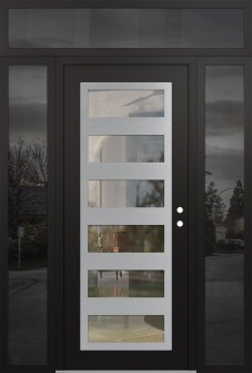 Diamond C9 68" x 96" black/black clear Glass Panel stainless steel LHI with 2 Sidelites and Transom mirrored Glass