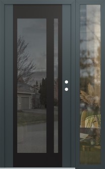 Diamond C15 52" x 80" anthracite/anthracite mirrored Glass Panel black LHI with Sidelite clear Glass