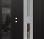 Modern Steel Front Door DIAMOND A6 50" X 80" BLACK/BLACK CLEAR GLASS PANEL STAINLESS STEEL RHI WITH SIDELITE MIRRORED GLASS